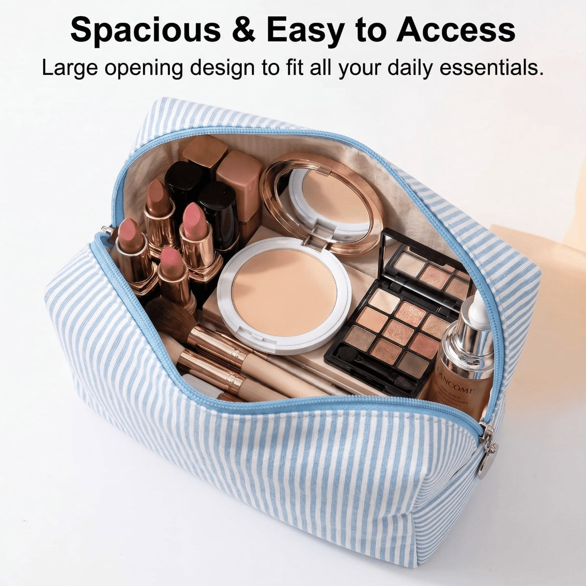 10 Pcs Striped Women Cosmetic Bags, Portable Large Travel Toiletry Organizer Pouches For Daily & Bridal Party Gifts