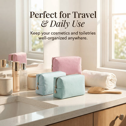 10 Pcs Striped Women Cosmetic Bags, Portable Large Travel Toiletry Organizer Pouches For Daily & Bridal Party Gifts